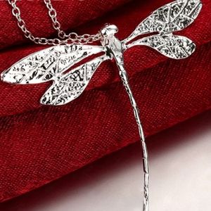 New 925 Silver jewelry long dragonfly necklaces!!!